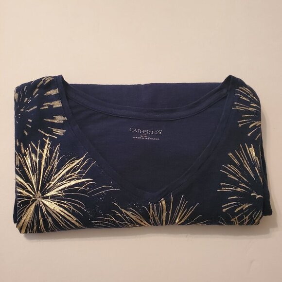 CATHERINES Women Crafted Blue T-Shirt 100% Cotton Size 1XL. - Picture 7 of 10